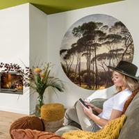 WALLART Fototapete Umbrella Pines in Italy Rund 190 cm - 