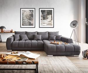 DELIFE Wohnlandschaft Nabor 300x230 cm Mikrofaser Schwarz Recamiere rechts inkl. elektrischer Vorziehfunktion