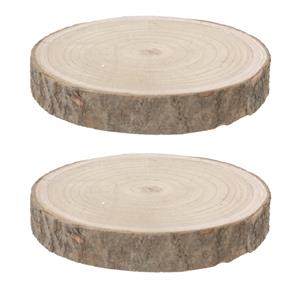 Bellatio 6x stuks houten decoratie boomschors boomschijven D22 cm -