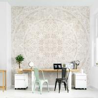 Bilderwelten Fototapete - Mandala Aquarell Ornament beige - Fototapete Quadrat Größe HxB: 192cm x 192cm