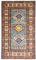 Morgenland Wollteppich Kazak Teppich handgeknüpft blau, rechteckig, 7 mm Höhe
