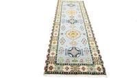 Morgenland Wollteppich Kazak Teppich handgeknüpft blau, rechteckig, 13 mm Höhe