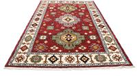 Morgenland Wollteppich Kazak Teppich handgeknüpft rot, rechteckig, 18 mm Höhe