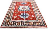 Morgenland Wollteppich Kazak Teppich handgeknüpft rot, rechteckig, 18 mm Höhe