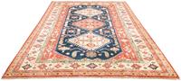Morgenland Wollteppich Kazak Teppich handgeknüpft blau, rechteckig, 6 mm Höhe