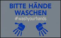 Deurmat Bitte Hände waschen.wash your hands*, polyamide, rug / randen van nitrilrubber, afwasbaar, L 750 x B 1200 mm