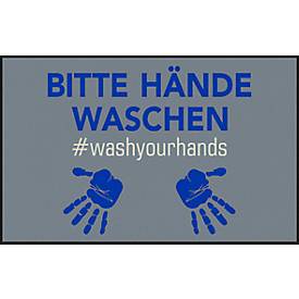 Deurmat Bitte Hände waschen.wash your hands*, polyamide, rug / randen van nitrilrubber, afwasbaar, L 750 x B 1200 mm