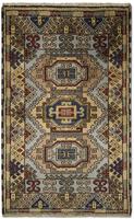Morgenland Wollteppich Kazak Teppich handgeknüpft blau, rechteckig, 8 mm Höhe