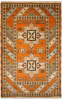 Morgenland Wollteppich Kazak Teppich handgeknüpft orange, rechteckig, 8 mm Höhe
