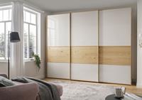 Wiemann Schwebetürenschrank Bari, mit Glasfront und Massivholz-Absetzungen