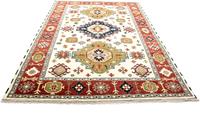 Morgenland Wollteppich Kazak Teppich handgeknüpft beige, rechteckig, 18 mm Höhe