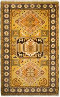 Morgenland Wollteppich Kazak Teppich handgeknüpft gold, rechteckig, 8 mm Höhe