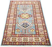 Morgenland Wollteppich Kazak Teppich handgeknüpft blau, rechteckig, 7 mm Höhe