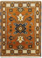 Wollteppich Kazak Teppich handgeknüpft orange, morgenland, rechteckig, Höhe: 8 mm
