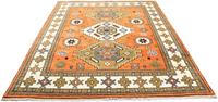 Morgenland Wollteppich Kazak Teppich handgeknüpft orange, rechteckig, 18 mm Höhe