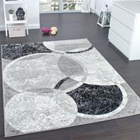 PACO HOME Designer Teppich Wohnzimmer Teppich Kreis Muster in Grau Creme Preishammer
