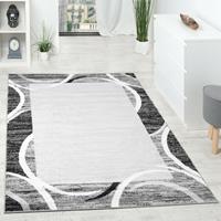 PACO HOME Wohnzimmer Teppich Designer Bordüre Meliert Grau Schwarz Creme Preishammer