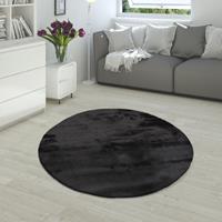 PACO HOME Hochflor Teppich Wohnzimmer Super Softes Kaninchenfell Imitat Kunstfell Schwarz
