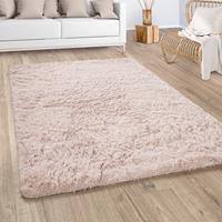 PACO HOME Hochflor Teppich Wohnzimmer Shaggy Kunstfell Fell Flauschig Creme Beige