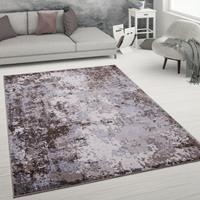 PACO HOME Teppich Wohnzimmer Kurzflor Modern Vintage Abstraktes Muster Braun Creme