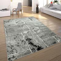 PACO HOME Designer Teppich Modern Trendig Meliert Steinoptik Mauer Muster Wohnzimmer Grau
