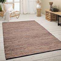 PACO HOME Teppich Wohnzimmer Kurzflor Handgewebt Meliert Ethno Muster Natur Beige Anthrazit