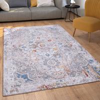 PACO HOME Teppich Wohnzimmer Kurzflor Orient Ornamente Muster Vintage Rautenmotiv Creme