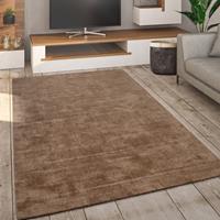 PACO HOME Teppich Wohnzimmer Kurzflor Handgewebt Modernes Einfarbiges Muster Beige Ocker