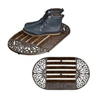 Relaxdays 2 x Fußabtreter Gusseisen oval Welcome bronze