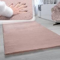 PACO HOME Hochflor Teppich Für Wohnzimmer Softes Kaninchenfell Imitat Kunstfell In Rosa 80x150 cm