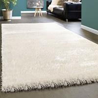 PACO HOME Edler Teppich Shaggy Hochflor Einfarbig Flauschig Glänzend In Weiß 80x150 cm