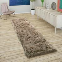 PACO HOME Kunstfell Fellteppich Imitat Sitzkissen Herzform Rund Verschiedene Formen, Beige 50x150 cm