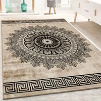 PACO HOME Designer Teppich Kurzflor Wohnzimmer Meliert Geometrische Formen Muster In Braun 80x300 cm