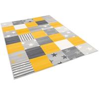 Pergamon Kinder und Jugend Teppich Samba Karo Sterne Teppiche gelb/grau Gr. 120 x 170