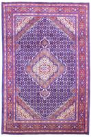 Morgenland Wollteppich Ardebil Medaillon Viola 294 x 197 cm, rechteckig, 1 mm Höhe, Unikat mit Zertifikat