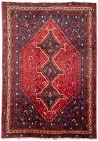 Morgenland Wollteppich Shiraz Medaillon Rosso scuro 300 x 215 cm, rechteckig, 1 mm Höhe, Unikat mit Zertifikat