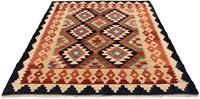 Morgenland Wollteppich Kelim Maimene Durchgemustert 194 x 126 cm, rechteckig, 0,5 mm Höhe, Wendeteppich