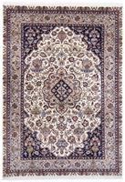 Morgenland Wollteppich Kaschmar Medaillon Beige 297 x 202 cm, rechteckig, 1 mm Höhe, Unikat mit Zertifikat
