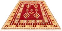 Morgenland Wollteppich Kelim Fars Durchgemustert 244 x 162 cm, rechteckig, 0,4 mm Höhe, Wendeteppich