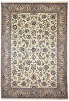 Morgenland Wollteppich Maschad Durchgemustert Beige chiaro 350 x 240 cm, rechteckig, 1 mm Höhe, Unikat mit Zertifikat
