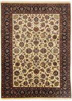 Morgenland Wollteppich Maschad Medaillon Beige 338 x 245 cm, rechteckig, 1 mm Höhe, Unikat mit Zertifikat