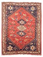 Morgenland Wollteppich Moud Medaillon Beige 238 x 160 cm, rechteckig, 1 mm Höhe, Unikat mit Zertifikat