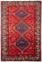Morgenland Wollteppich Shiraz Medaillon Rosso 287 x 200 cm, rechteckig, 1 mm Höhe, Unikat mit Zertifikat
