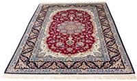 Morgenland Wollteppich Ghom Medaillon 205 x 133 cm, rechteckig, 1 mm Höhe, Unikat mit Zertifikat