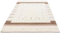 Morgenland Wollteppich Loribaft Bordüre Beige 201 x 144 cm, rechteckig, 1,8 mm Höhe, Sehr weicher Flor