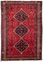 Morgenland Wollteppich Shiraz Medaillon Rosso scuro 305 x 215 cm, rechteckig, 1 mm Höhe, Unikat mit Zertifikat
