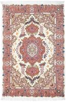 Morgenland Wollteppich Täbriz - 50 Raj Blumenmuster Beige 84 x 59 cm, rechteckig, 0,8 mm Höhe, Handgeknüpft