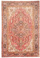 Morgenland Wollteppich Heriz Medaillon Rosso 320 x 226 cm, rechteckig, 1 mm Höhe, Unikat mit Zertifikat