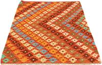 Morgenland Wollteppich Kelim Maimene Nomadisch 124 x 86 cm, rechteckig, 0,4 mm Höhe, Wendeteppich