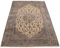 Morgenland Wollteppich Keshan Medaillon Beige 363 x 239 cm, rechteckig, 1 mm Höhe, Unikat mit Zertifikat